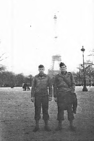On my first pass to libarated Paris on November 25, 1944. Albert and Pvt. Veight near Eiffel Tower.