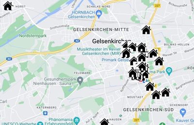 Interaktive Stadtkarte: Verortung Gelsenkirchener Ghettohäuser