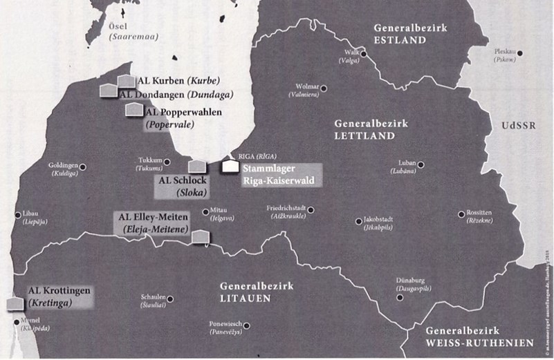 Au�enlagerstandorte ausserhalb Rigas. Grafik: Franziska Jahn; Das KZ Riga-Kaiserwald und seine Au�enlager 1943�1944. Strukturen und Entwicklungen