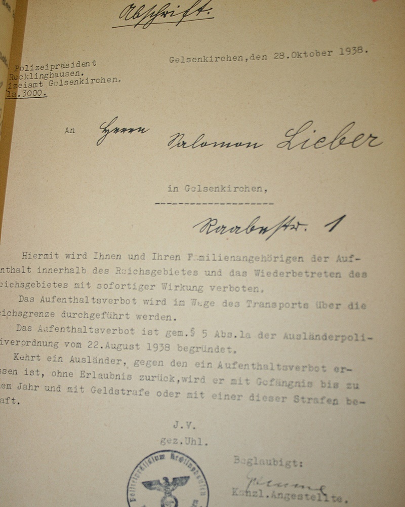 Salomon Lieber, Gelsenkirchen - Ausweisung Polnischer Juden Oktober 1938