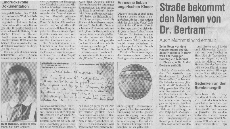 Artikel in der WAZ Gelsenkirchen, 7. September 1996