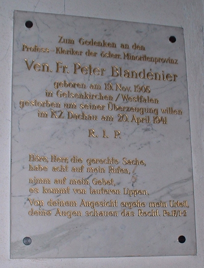 Die  Gedenktafel in Wien erinnert Peter August Blandenier