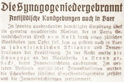 Buersche Volkszeitung vom 11. November 1938