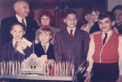 Chanukah candle lightning at Opa & Omi's house in 1963. Kenneth, Jeffrey, Ron,Mark, in back row: Opa, Sheryll, Carole, Steven & Omi