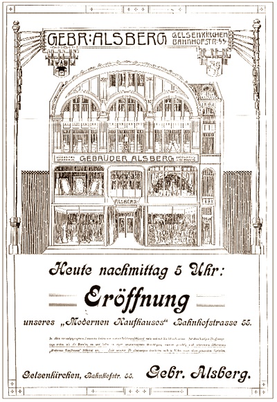 Erffnungsankndigung des Kaufhauses Alsberg in Gelsenkirchen, 1909