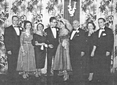 Fred and Rita's wedding. February 1st, 1953. Albert & Margot, Mother Betty, Fred & Rita, Father Leo, Ruth & Ralph