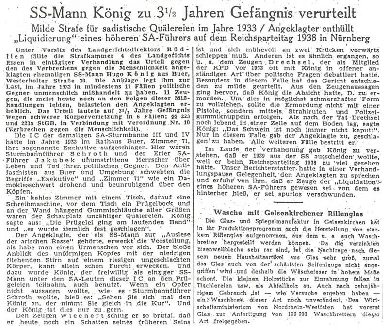 Gelsenkirchen: SS-Mann Hugo König verurteilt 
