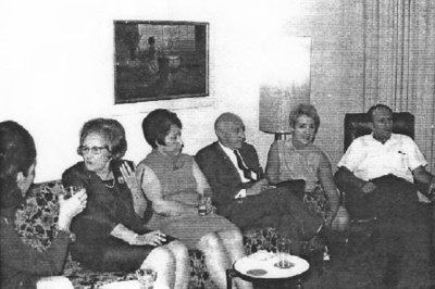 Uncle Herbert Isacson with his wife Vera on his only visit to the USA in New York in 1967 at Uncle Marcel's and his wife Claire's apartment in Forest Hills. On far left (side view: Margot with long hair) in center Aunt Fella