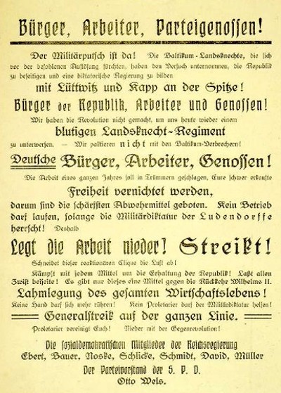 Das SPD-Flugblatt von 1920