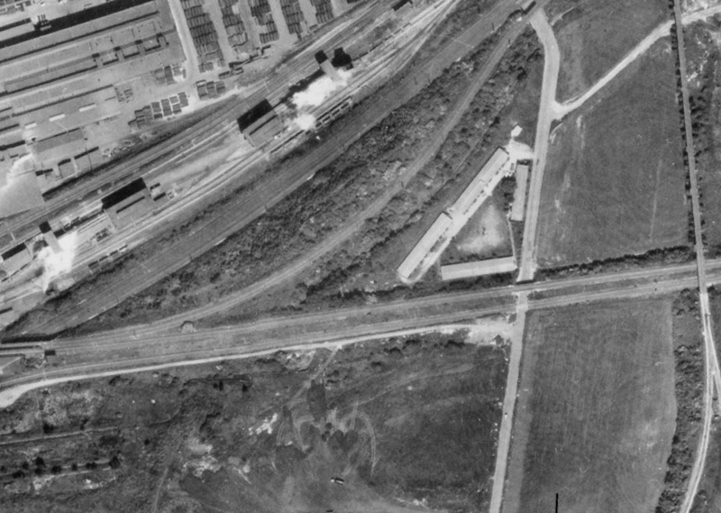 Ehemaliger Standort des Kriegsgefangenen-Lagers an der damaligen Wattenscheiderstraße, Luftbild v. 1967
