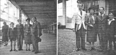 On the Holland America Line Pier in Rotterdam on September 3rd, 1939. Left Picture: Rolf, Fritz Betty and Leo. Right Picture: Albert, Betty, Fritz and Rolf