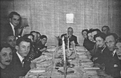 Passover 1948 at the Gompertz, left to right: Betty G., Herbert N., the Goldshmith (Cousins of Lorants) standing: Ralph, the Loranzs and son, Leo G., Betty Stamm, Herta and Theo Nathan, Albert&Margot, Marcel and Sophie Isacson.