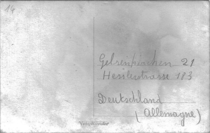 Foto 9: Handschriftlich: Gelsenkirchen 21, Hesslerstrasse 183, Deutschland (Allemagne)
