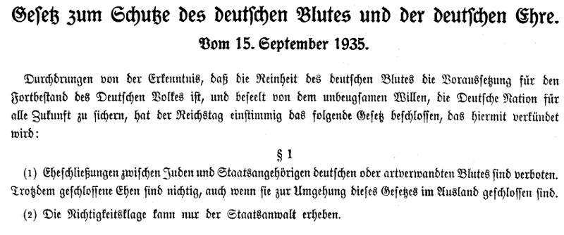 Gesetz zum Schutze des deutschen Blutes und der deutschen Ehre