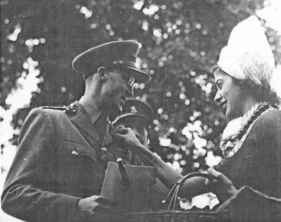 Tine Wynshenk, she married my uncle Lutz Isacson, shown presenting a medal to Prince Bernard of the Netherlands in wartime England